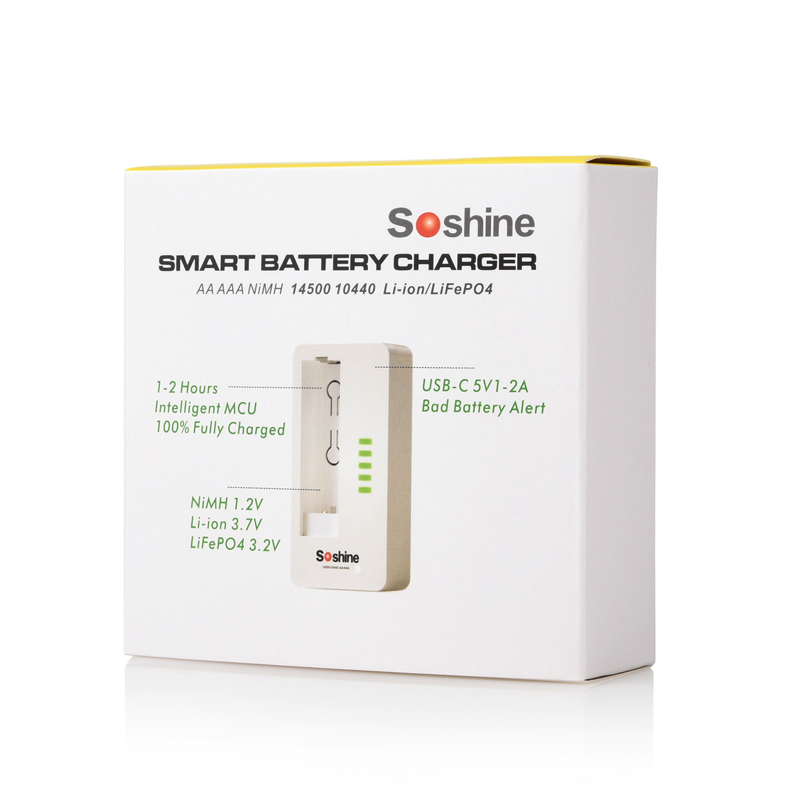 Batería de litio Soshine 3,7 14500 AA, batería recargable de 900mAh y cargador de batería recargable LiFePO4 de iones de litio 14500 10440