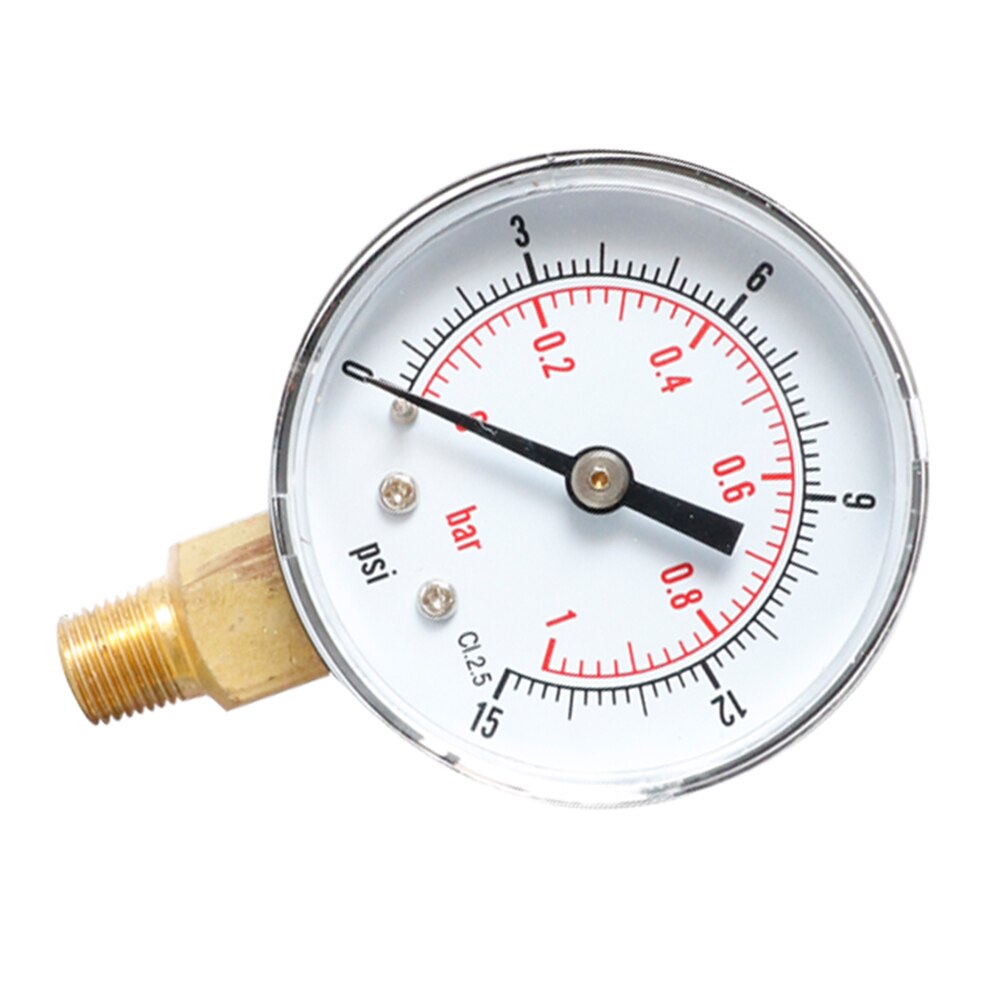 Trykmåler 0-15 psi 0-1 bar dial pneumatisk hydraulisk radial manometer til vandolie lufttryktest