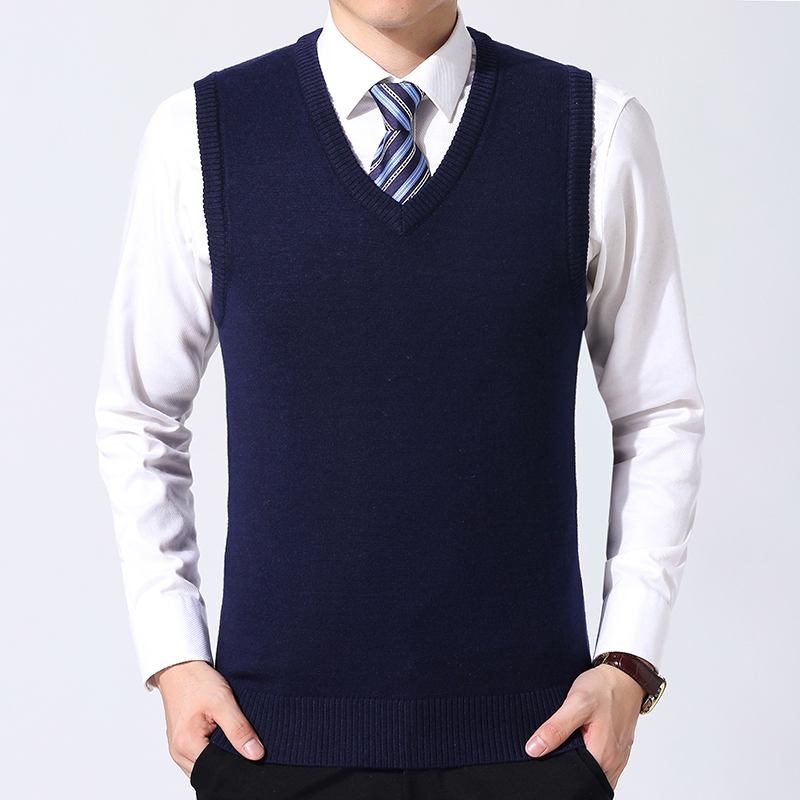 Lässige Pulloverweste für Herren, warm, bequem, Herbst- und Wintermode, Oberbekleidung: M / Marineblau
