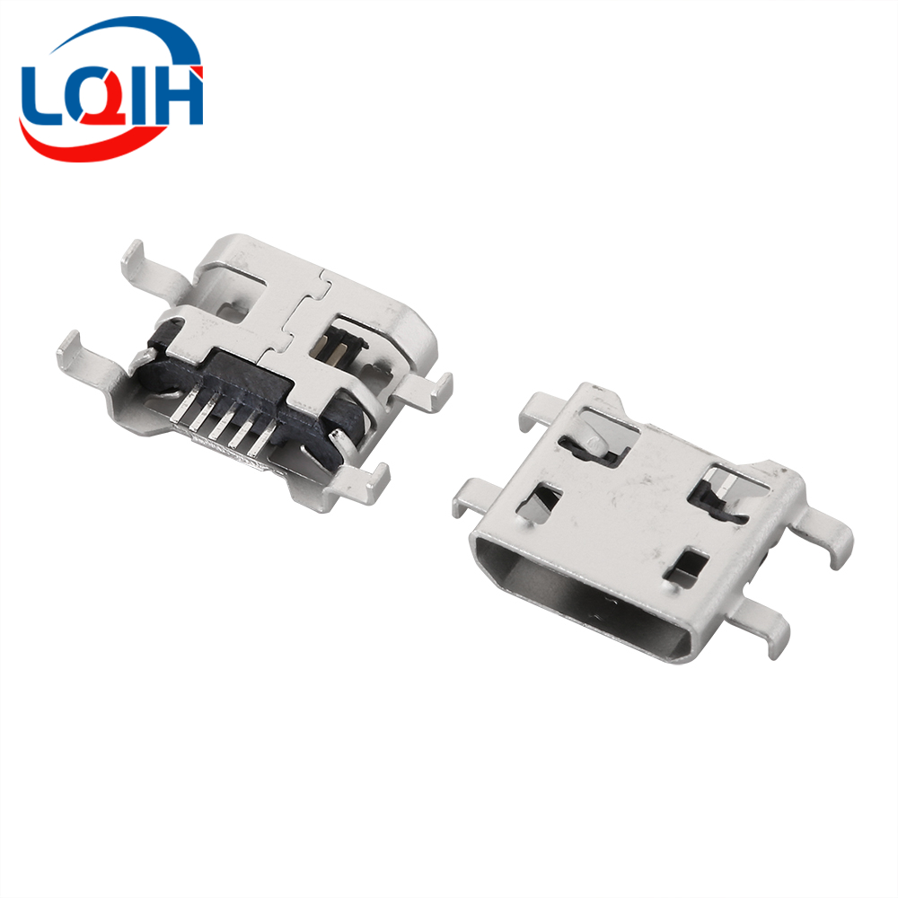 Conector Micro USB 2 de 5 pines, conector hembra DIP SMD para teléfono, tabletas, altavoces, etc., puerto de carga, enchufe de alimentación v8, 10 Uds.: Verde