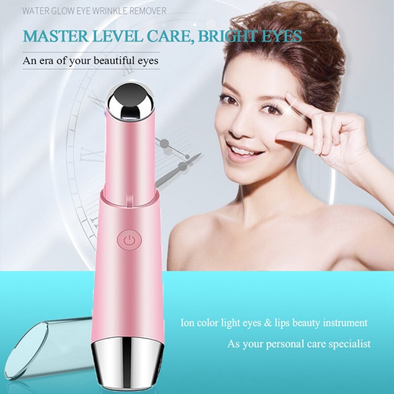 Appareil de Massage des yeux électrique lèvre masseur du visage enlèvement cercle foncé élimination des poches Vibration mince visage Anti-rides (rose)