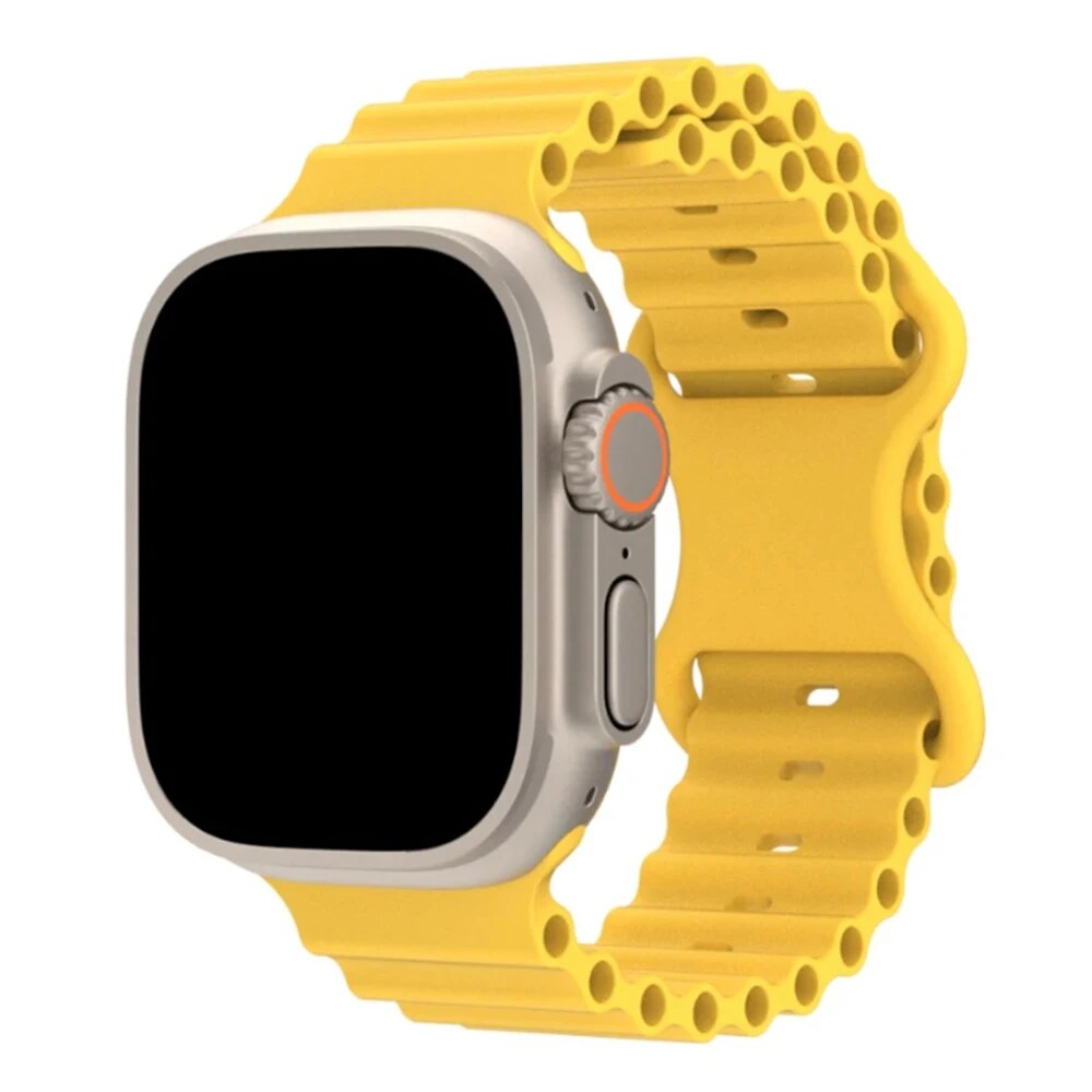Armband för apple watch ultra band 49mm ultra 1 ultra 2 49mm ocean belt sport silikonarmband corrrea för iwatch-serien ultra 49: Gul