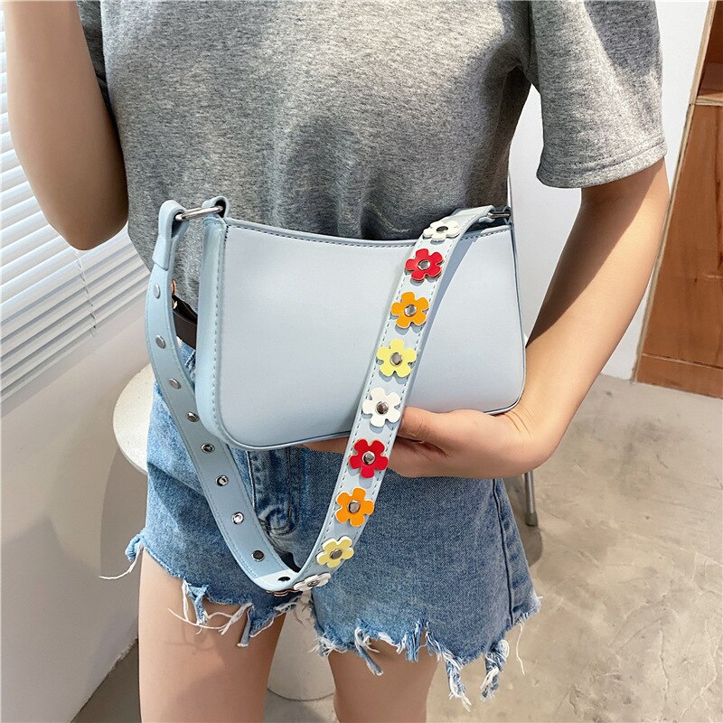 S. Ikrr Bloem Schouderriem Kleine Pu Lederen Crossbody Tassen Voor Vrouwen Branded Luxe Eenvoudige Reizen Dames Handtassen
