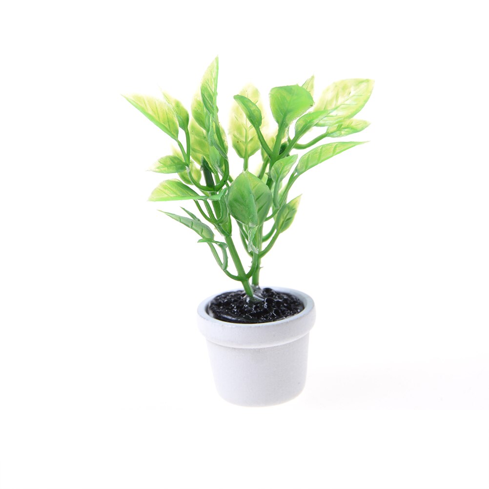 Diy Poppenhuis 1:12 Miniatuur Groene Planten In Witte Pot Decoratie Poppenhuis Meubels Decoratie Accessoires Miniaturen Case