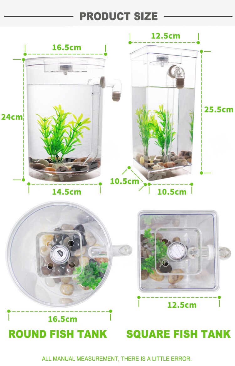 Aquarium en acrylique multicolore, avec lumière LED, bureau Transparent, nœud de poisson