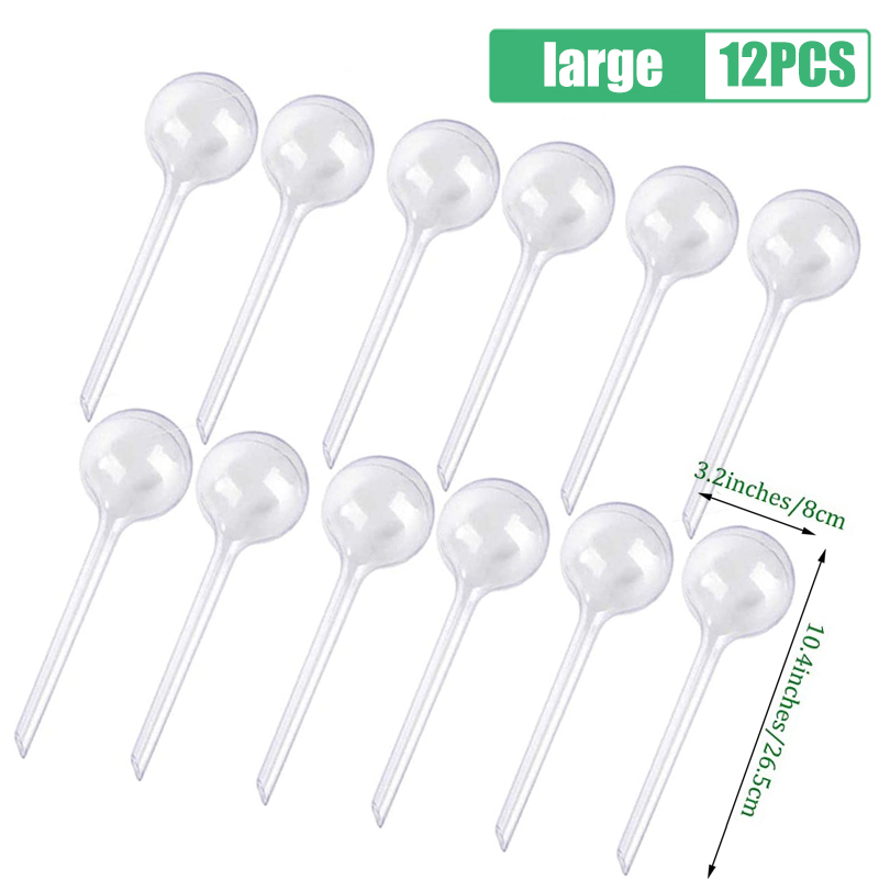 1/12PCS Automatic Plant Watering Bulbs Self Watering Globes Plastic Balls Garden Water Houseplant Device Drip Irrigation System: White-L-12PCS