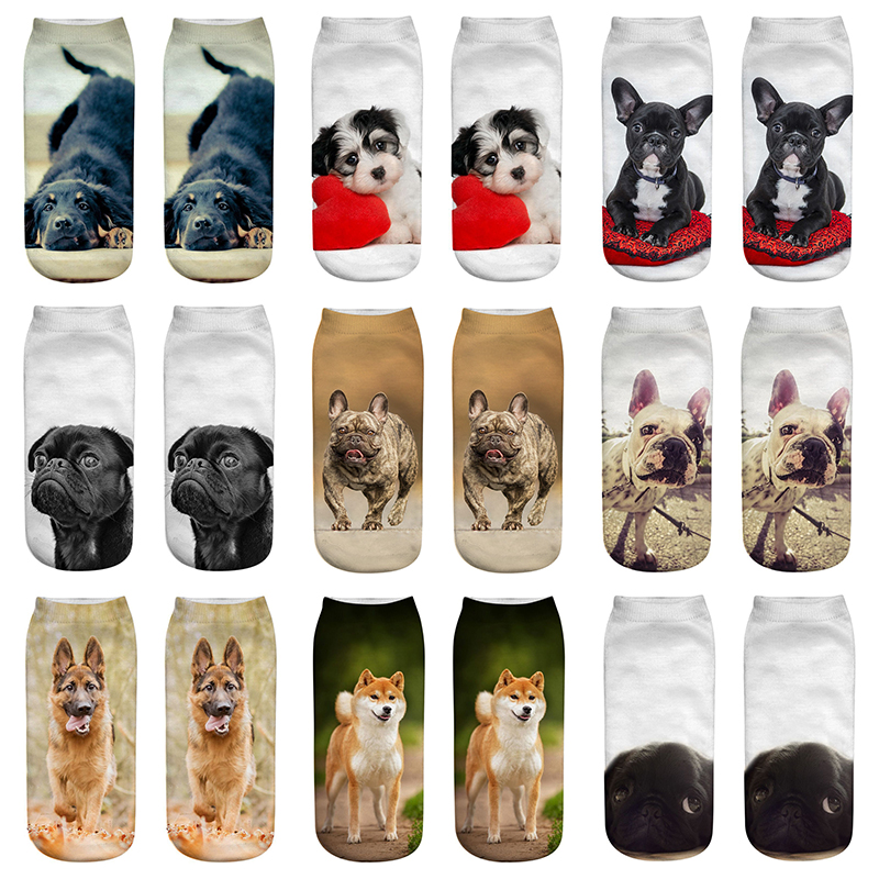 Socks Women 9 Pairs Set Retro Elephant Print Socks Female And Interesting Animal 3D Printed Breathable Cotton Socks: AS11-2