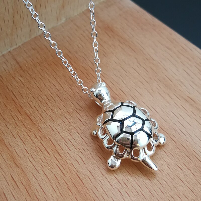 Silver 925 Jewelry Turtle Pendant Necklaces For Women Collier Femme Choker Wedding Bridal Jewelry Bijoux Birthday