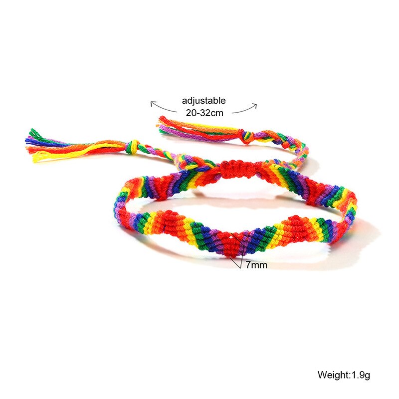Simple Brazilian Nepal Rainbow Lesbian LGBT Pride Gay Pride Woven Braided Rope String Strand Friendship Bracelet: 11