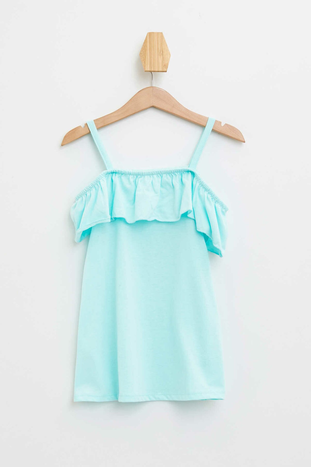 DeFacto Mädchen Sommer Neue Sky Blue Top Tees Kinder Strap T-Shirts Mädchen Flare Hülse T-Shirts-L0023A619SM