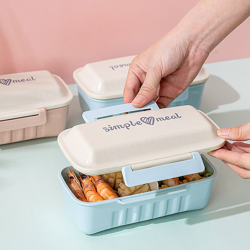 Plastic Lunch Box Food Container Microwave Oven Removable partition Lunch Bento Boxes Lunchbox