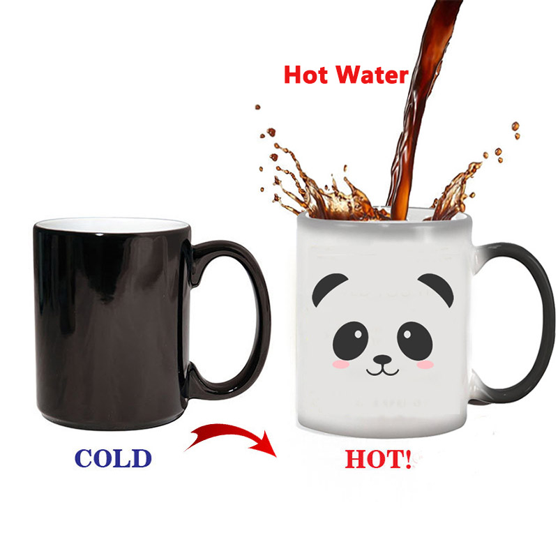 Creatieve Schattige Panda Mok Warmte Onthullen Mok Keramische Kleur Veranderende Koffie Mokken Magische Thee Cup Mok Als Voor Vrienden gratis S