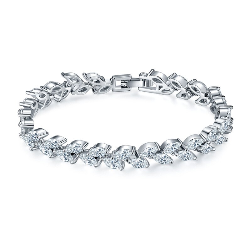nueva brazalete de Plata de Ley 925 con hojas para mujer de aniversario joyería al por mayor Navidad S5878