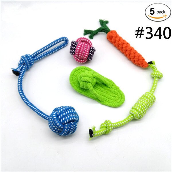 Newest Puppy Pet Dog Toys Set Pet Dog Chew Toys Rope Durable Cotton Clean Teeth for Small to Medium Dogs Randomly Colors 4-10pcs: 5pcs