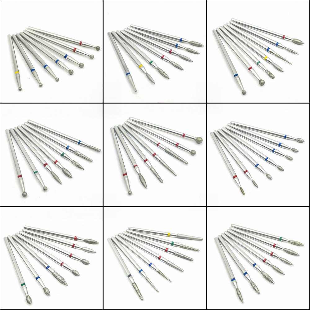 7 stücke Diamant Schleifen Bur Bohrer Sets Dental Schleifen Dental Diamant Polieren Bohrer 2,35mm Shankk