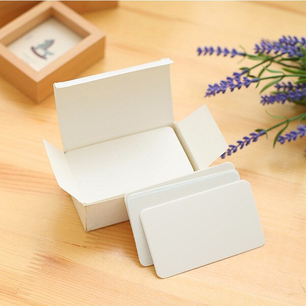 100pcs/box Color Word Card Blank Kraft Paper Handwritten Card Message Thank You Cards Label Bookmarks Learning Cards: white