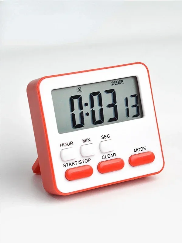 Affichage numérique alarme de cuisine écran LCD horloge minuterie de cuisine chronomètre de sommeil horloge jeu avec compte à rebours magnétique réveil: Rouge