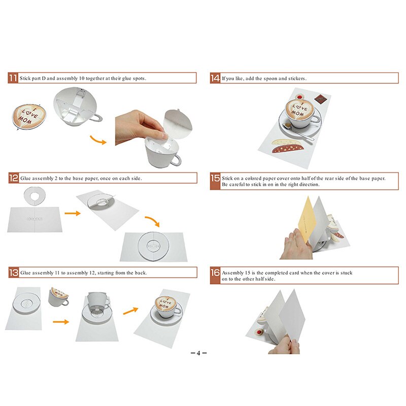 DIY Pop-up Card Teacup,Handmade 3D Anniversary Greeting Card Paper Model,Postcard Invitation Papercraft,Craft ER-120