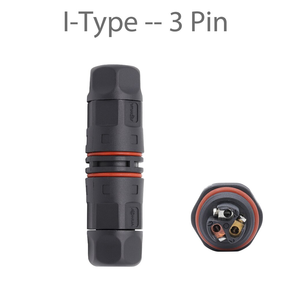 Waterproof Connector 2 Pin 3 Pin 380V T/I/X Shape Cable Wire Screw Adapter IP68 Electrical Terminal Connectors LED Outdoor Light: I Type 3 Pin