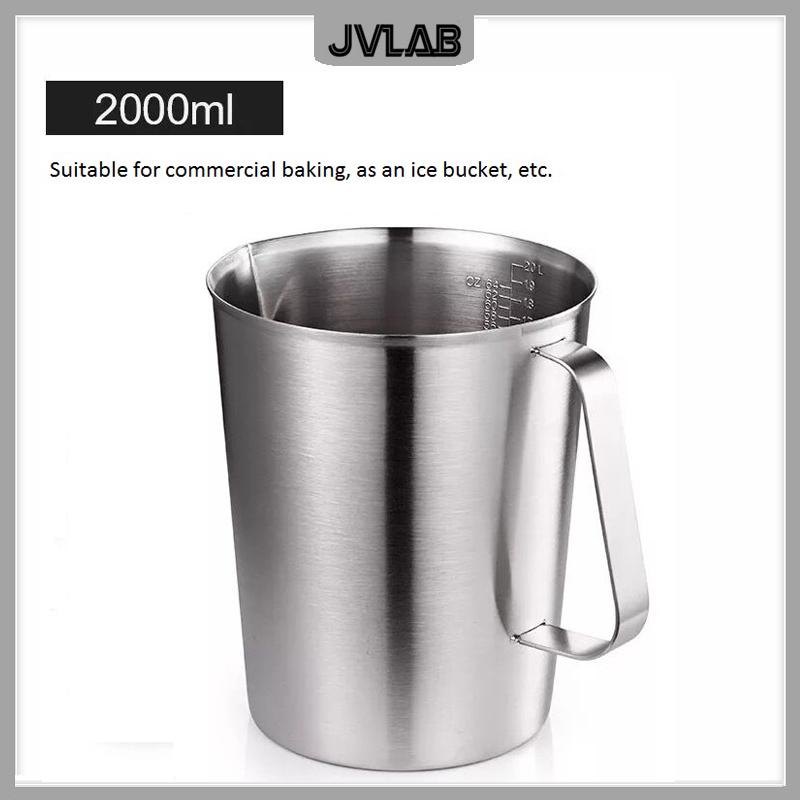Tasse à mesurer 304 SUS de 2000 ml, thé au lait, café, liquide, avec échelle, alimentaire, en acier inoxydable, ne rouille jamais, hauteur 170mm