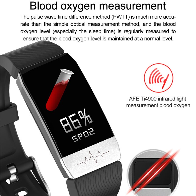 Temperature Measure Smart Band Weather Display ECG Blood Pressure Heart Rate Monitor Watch Health Bracelet Waterproof Men Women