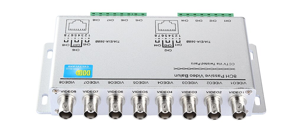 8CH HD CVI/TVI/AHD Passive Transceiver 8Channels Video Balun Adapter Transmitter BNC to UTP Cat5/5e/6 Cable 720P 1080P