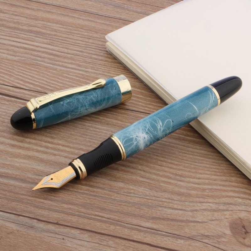 Luxe Jinhao X450 Metalen Vulpen Gouden Zwarte Elegante Briefpapier Kantoor Schoolbenodigdheden Inkt Pen: blue marble