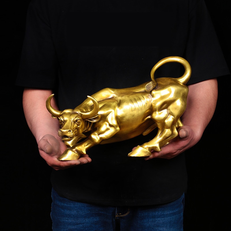 100%  messing tyr væg gade kvæg skulptur kobber ko statue maskot udsøgt håndværk ornament kontor dekoration forretning