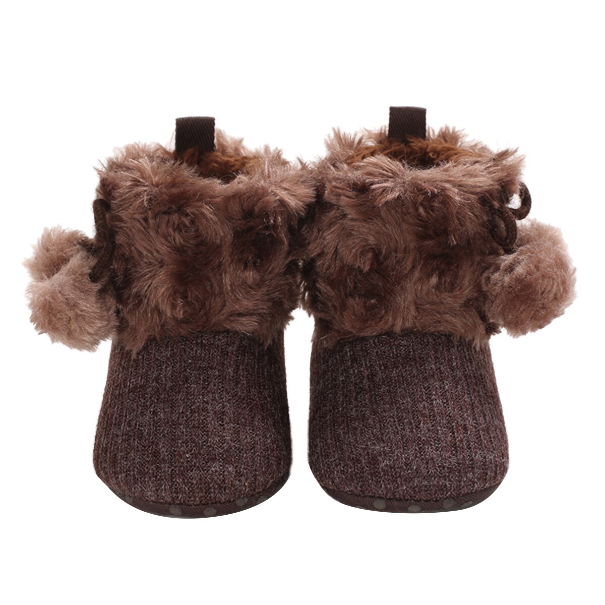 0-18M Kleinkind freundlicher Baby Mädchen Jungen Schnee Stiefel Winter Weiche Faux Pelz Rippe betroffen Warme Booties Anti-Unterhose Kleinkind Prewalkers: Braun / 13-18 Monate
