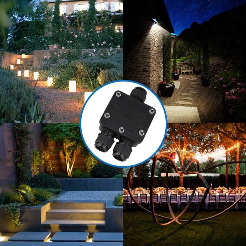 Waterproof Junction Box IP68 Outdoor Gland Electrical Junction Box with 3 Cable Connector for 4-15 mm Diameter Cable