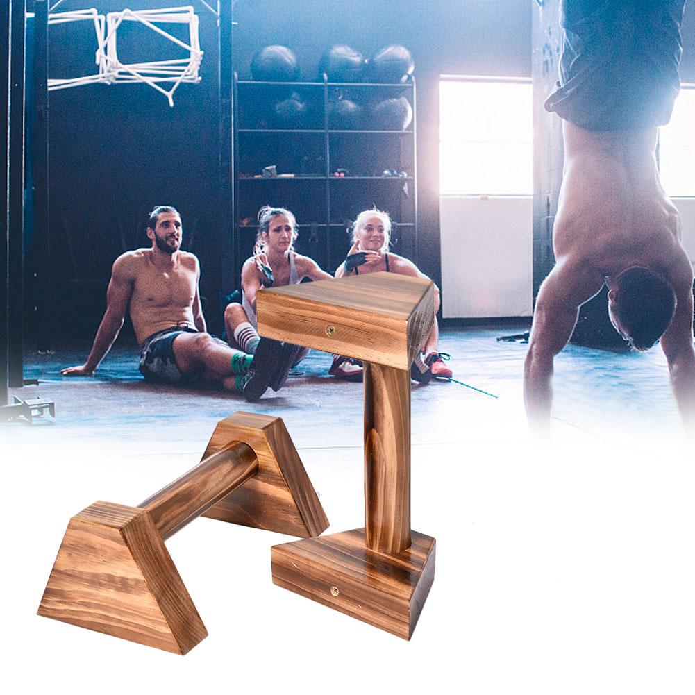 1 Pair Charcoal Wood Four-Corner Push-Up Bracket Stretch Stand Single Double Bars Rod Calisthenics Handstand Fitness Accessories