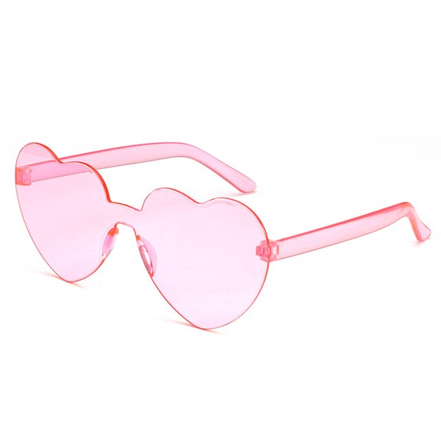 Gafas de sol con forma de corazón de amor para mujer, montura sin montura, tinte transparente, lentes coloridas, rojo, rosa, amarillo, tonos de viaje: YELLOW