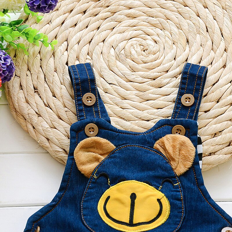 en najaar Koreaanse versie van de opening baby baby kind beer riem denim broek kinderkleding