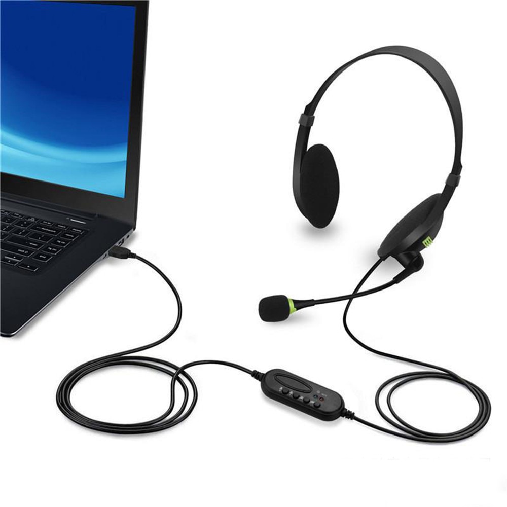 USB Headset With HD Microphone for PC Multi-Key Control 3.5mm Call Center Wired Headphones HD Microphone For PC /Laptop/Computer