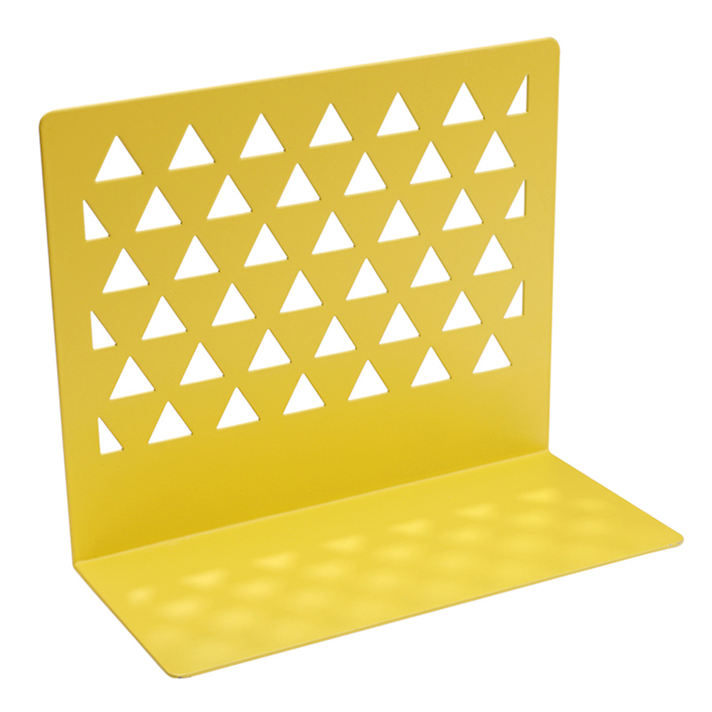 1pcs Metal Hollow Book Stand Library Bookends Supports Office School Supplies JR Deals: Light Yellow