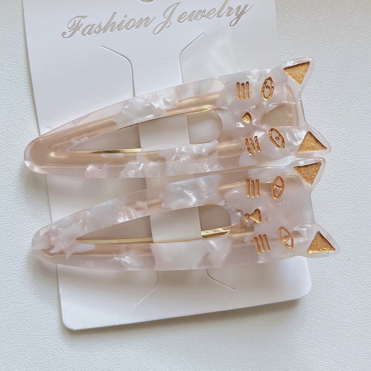 Clip de pico de pato con forma de gato de acetato, 2 piezas, horquillas acrílicas multicolores, accesorios para el cabello: 8