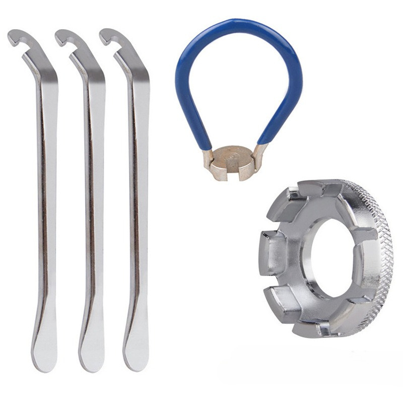 Steel Wire Wrench Spoke Tire Repair Tool Set Universal 8 Port Wheel Disassembly Chain Bike Maintenance Kit: GRAY