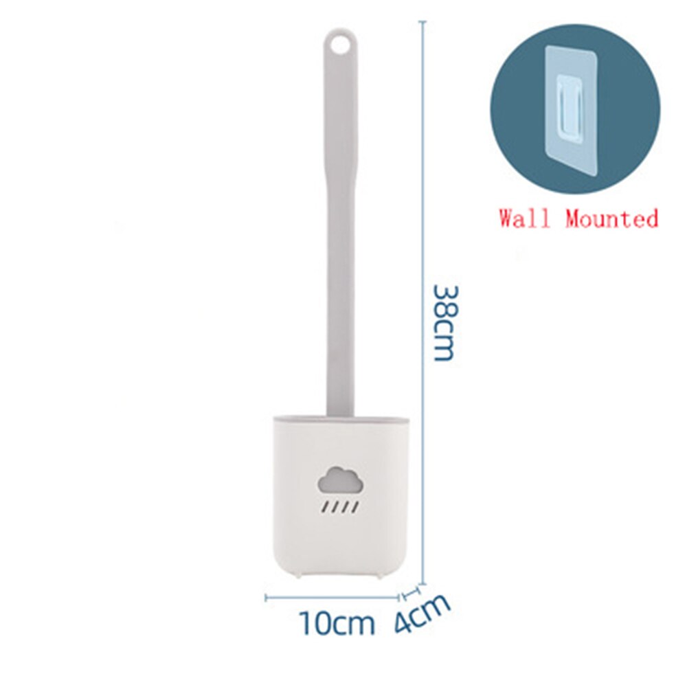 Brosse de toilette en Silicone pour WC, Flexible, poils en caoutchouc souples, pour salle de bain, nettoyage mural: Grey