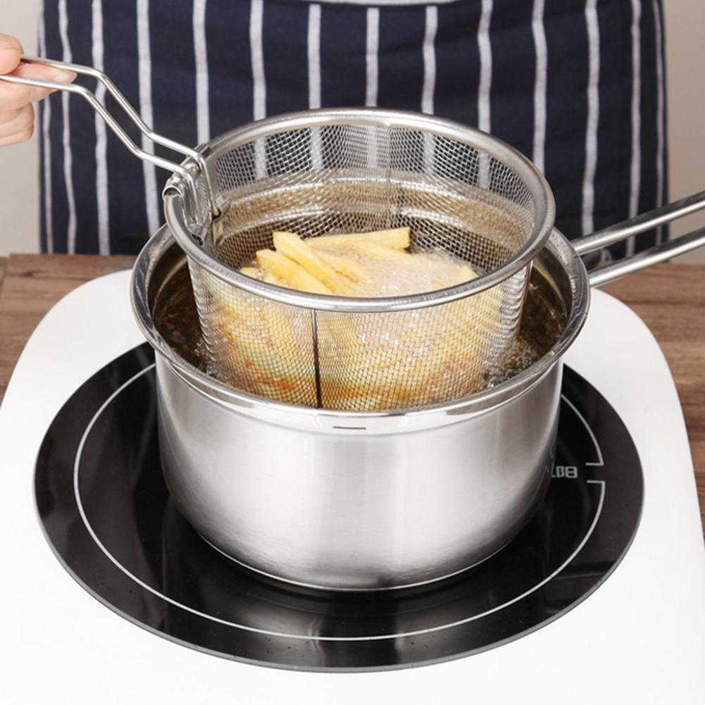 Rostfritt stål chips fritera korg stek matsil potatis matlagning verktyg kök pommes frites korg durkslag verktyg