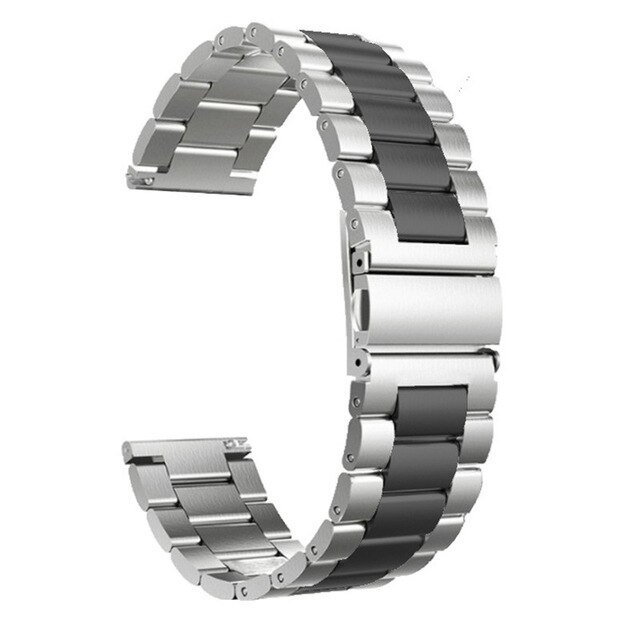 Metal urremme til garmin venu garminmove 3 garminactive s vivoactive 4 4s bånds rem rustfrit stål armbånd 18mm 20mm 22mm: Sølv sort / 20mm
