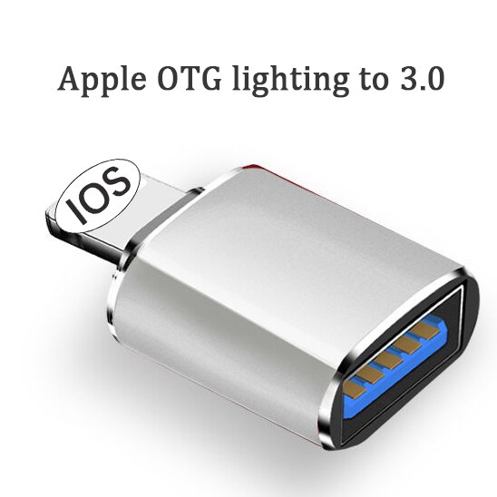 Lightning Male to USB Camera Female Adapter MFi USB 3.0 OTG Portable USB Adapter Data Sync Converter for iPhone iPad Air Pro: Silver