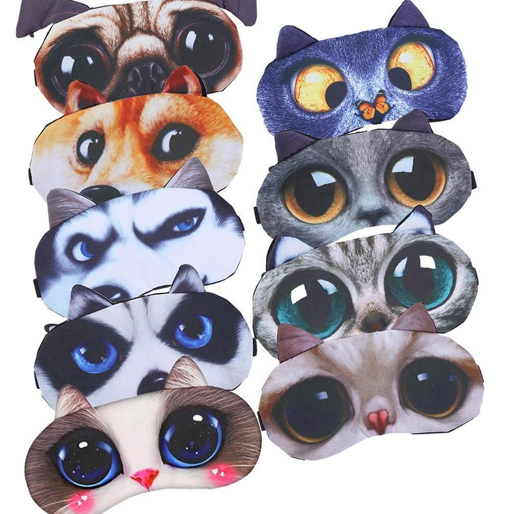 3D Eye Mask Ice Pack Eye Mask Cartoon Animal Blindfold Eye Mask Ceramic Fleece Short Plush Eye Mask