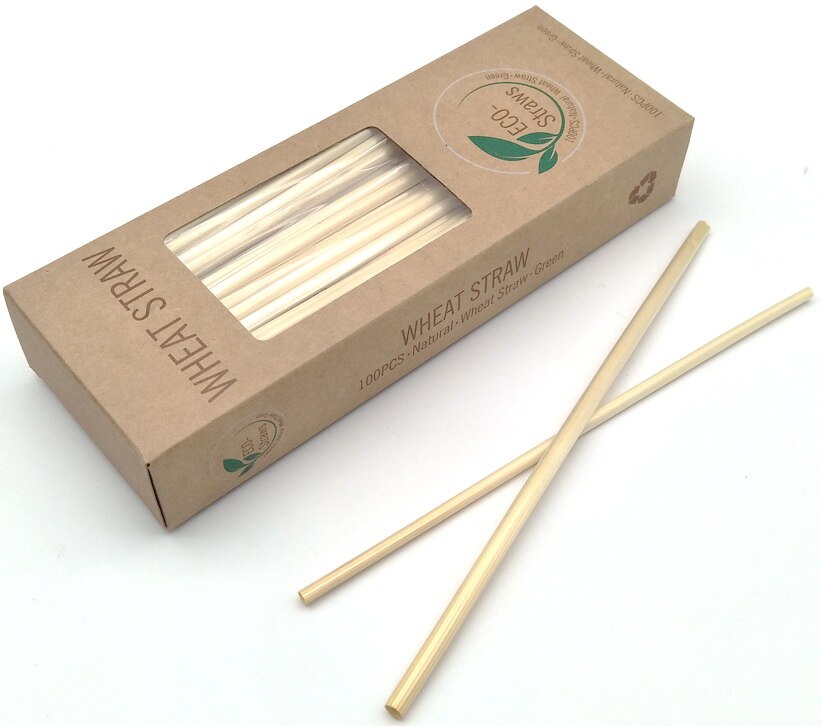 1000Pcs Natural Wheat Straw Disposable Straws 100% Biodegradable Straws Straw For Home Party Accessorie: Brown