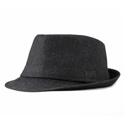 Klassische Denim oben Fedora Hütte Für Männer Steampunk Formale Gentleman Dickens Kostüm Hüte draussen Geizig Krempe Kappen: Schwarz