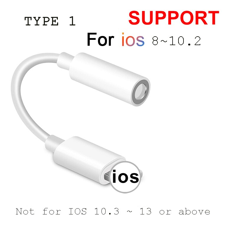Headphone Jack Cable IOS 11 12 13 Headphone-Adapter For iPhone 7 8 Plus X XS XR To 3.5mm Male Adapters AUX Adapter For iPhone: Type 1