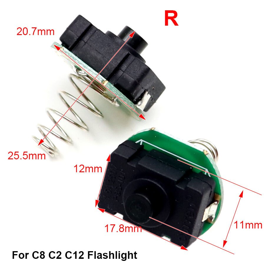 2Pcs Zaklamp Modding Drukknop Klik Schakelaar Module Diy Onderdelen Montage Glare Torch Tail Schakelaar Draagbare Verlichting Accessoires: R