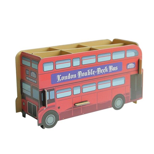 DIY Kawaii Toy Car Bus Foldable Pen Container Storage Rack Pen Box Organizer Office Supplies Stationery: 1