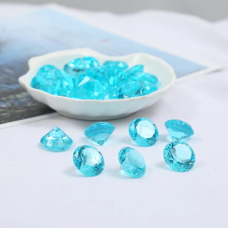 Bijoux en Faux diamant 20MM, coffre au trésor, Pirate, cristal acrylique, remplissage, jouets, accessoires, confettis, décorations de mariage: BLEU CIEL