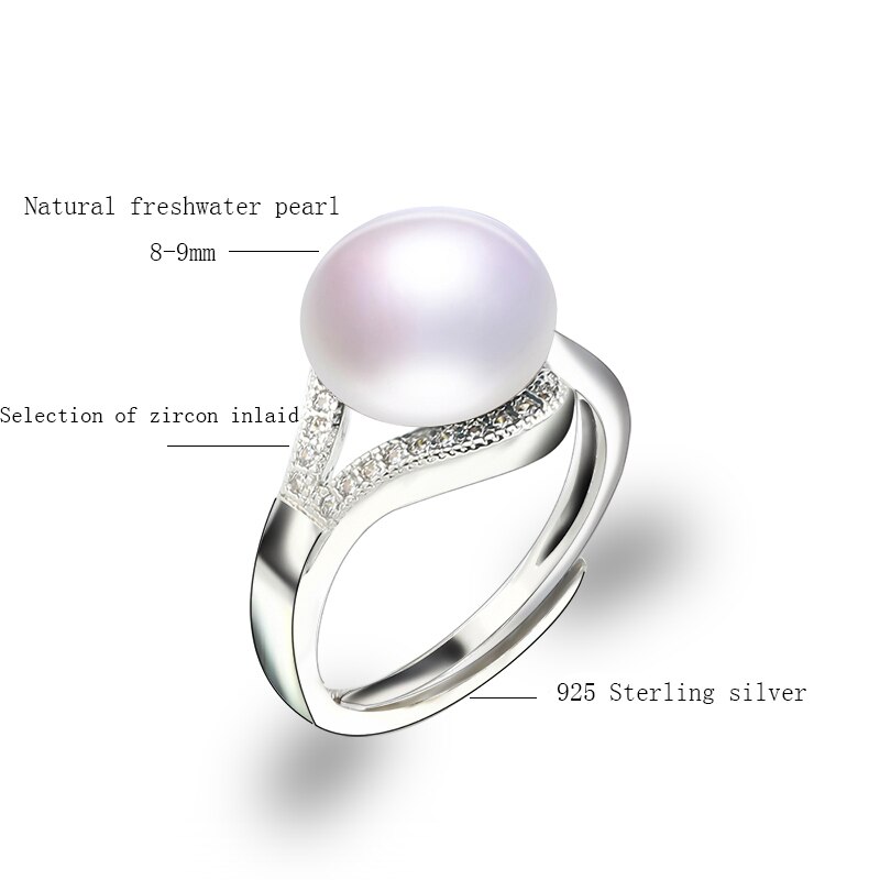 BaroqueOnly Parel Ring Natuurlijke Zoetwater Parel Sieraden 925 Sterling Zilveren Ringen Voor Vrouwen Hoge Guality Zirkoon Huwelijkscadeau