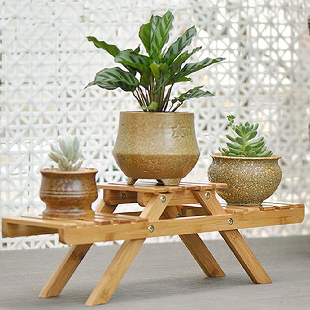 Flower Shelf Solid Wooden Floor Multi-Layer Folding Flower Stand Balcony Living Room Office Succulent Flower Pot Rack
